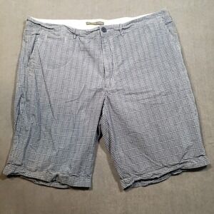 John Bartlett Consensus Shorts Mens 38 Blue Grid Plaid Cotton Flat Front Casual